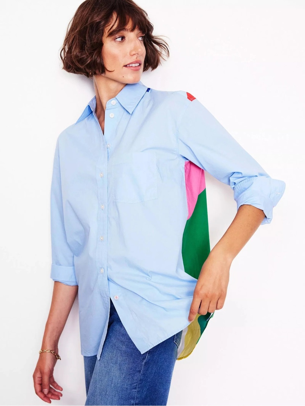 Boden Sadie Heart Rainbow Back Button-Down Shirt 100% Cotton Pride - Picture 2 of 10